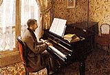 Gustave Caillebotte Famous Paintings - Young Man Playing the Piano